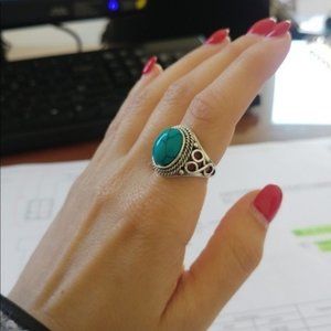 Sterling Silver Ring With Turquoise Natural Stone